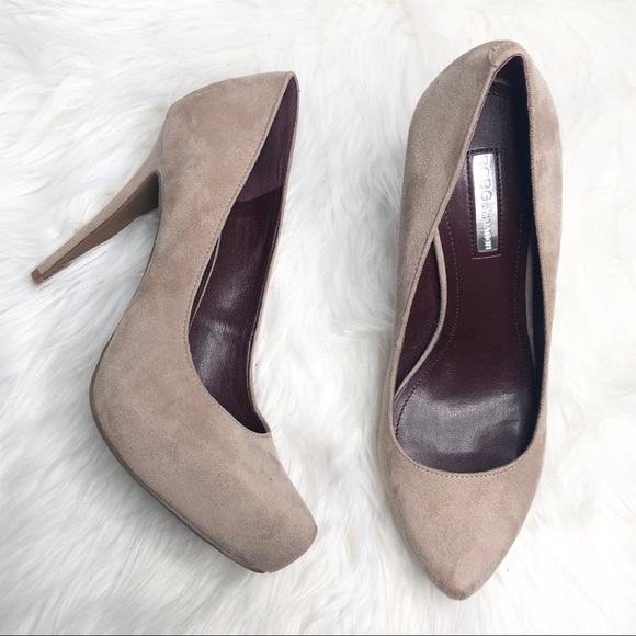 BCBGeneration Shoes - BCBGeneration tan microsuede platform heels pumps